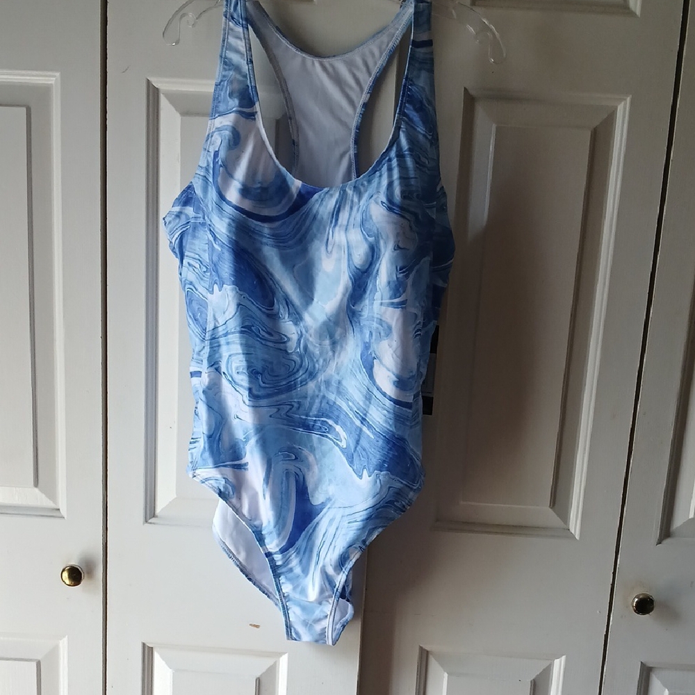 Nicole Miller Blue Swirl One Piece Swimsuit